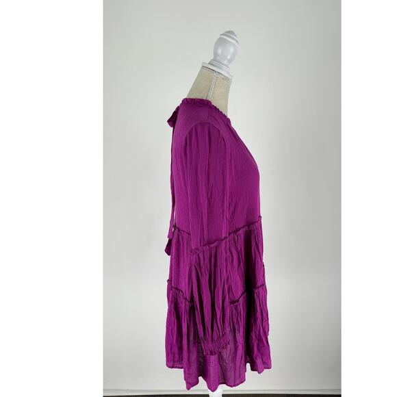 Easel Long Sleeve Tiered Mini Dress Womens Size Small Purple New - Picture 4 of 12